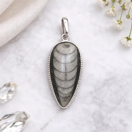 Natural Orthoceras Kuber Stone Pendant 